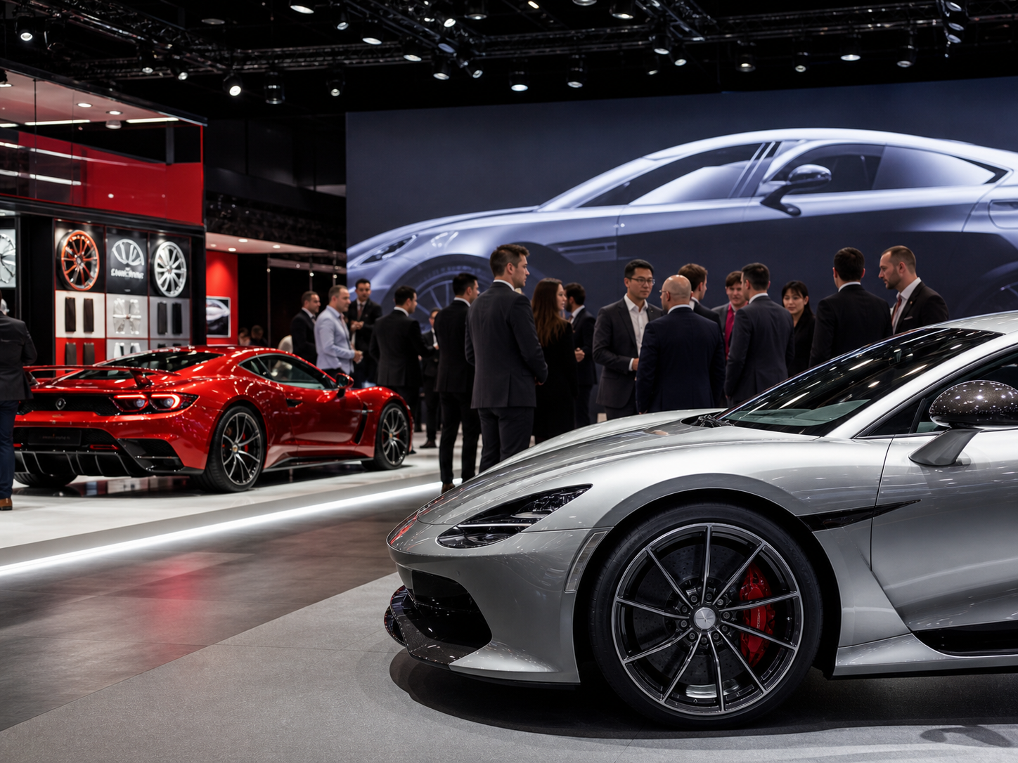 Automotive exhibition with business visitors