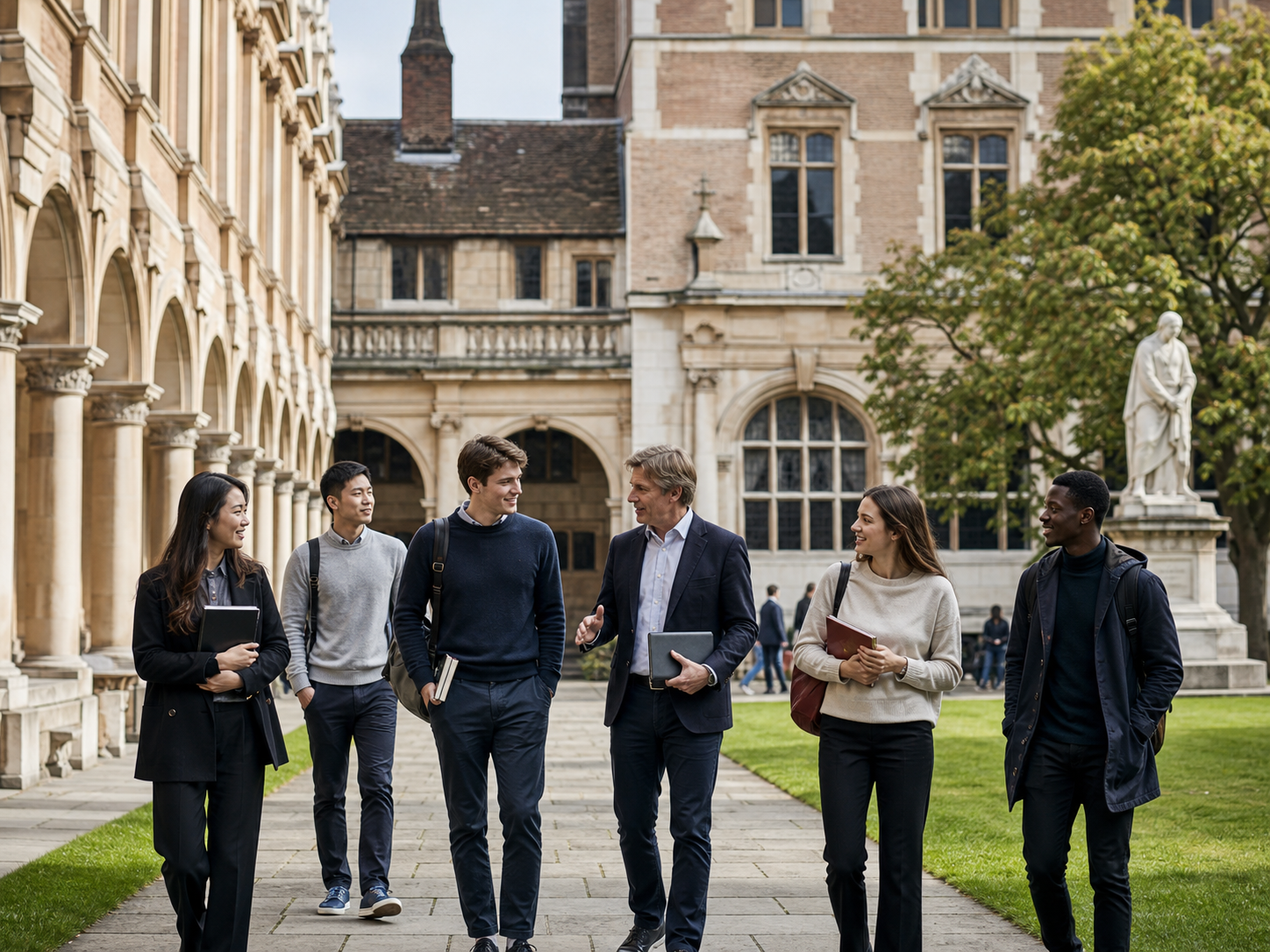 University representatives and students on campus